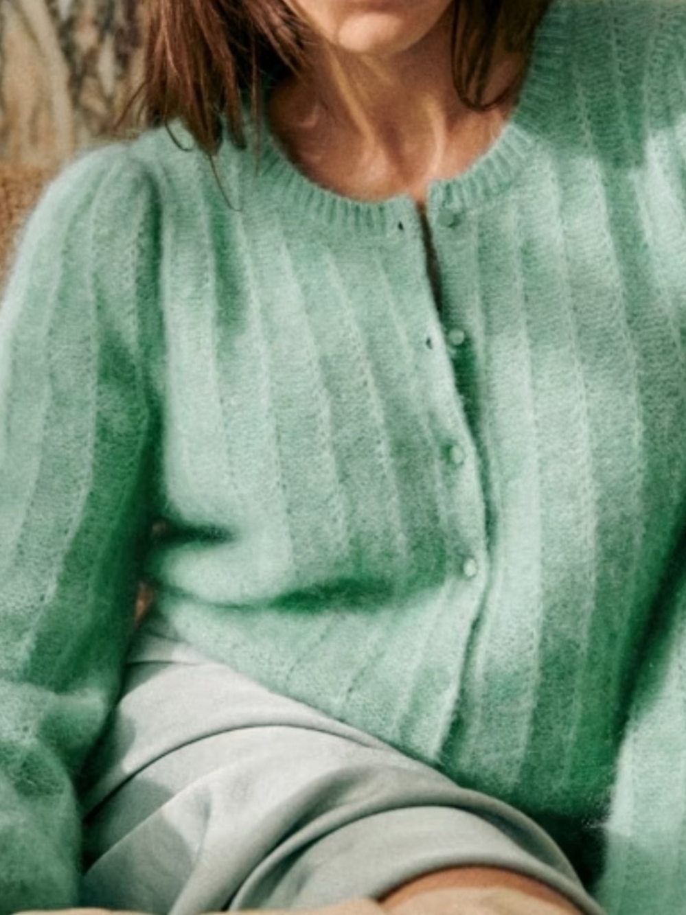 Sezane Amance Cardigan - Sea Green - Picture 4 of 5